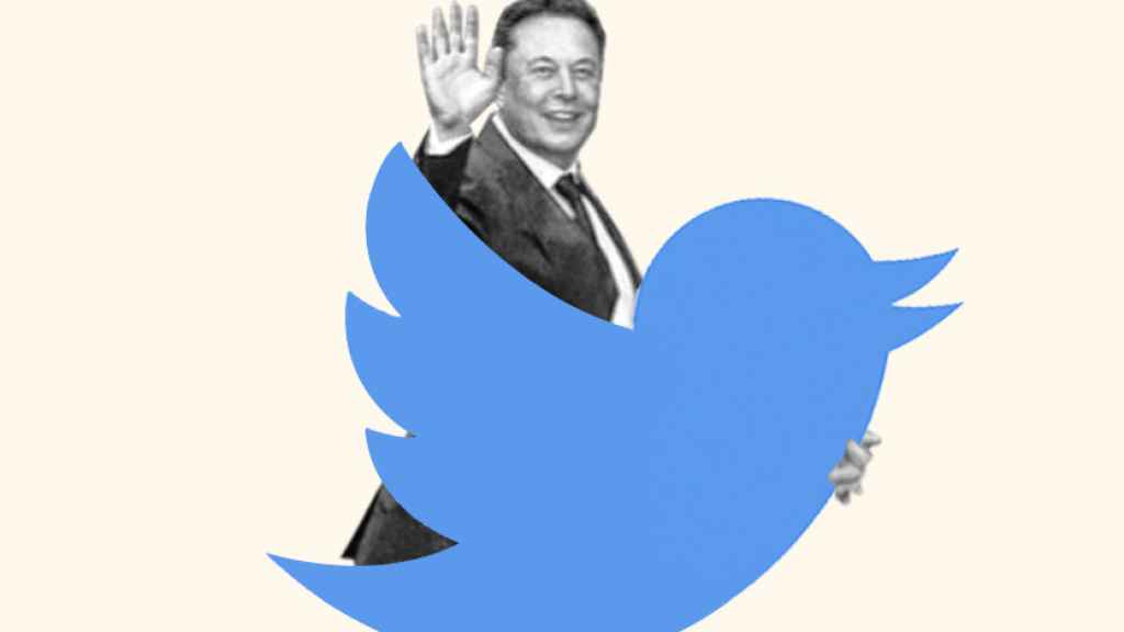 Ilustración de Elon Musk junto al logo de Twitter.