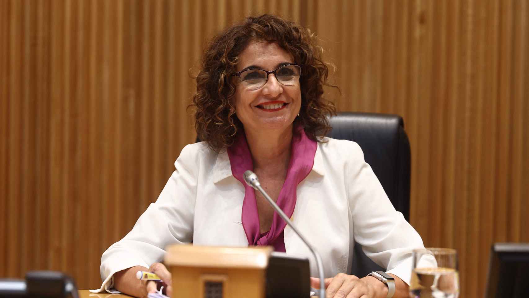 María Jesús Montero, ministra de Hacienda, durante la rueda de prensa de los Presupuestos Generales del Estado.