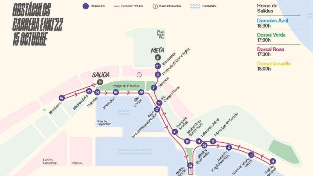 Plano de la IX Carrera Enki en A Coruña.