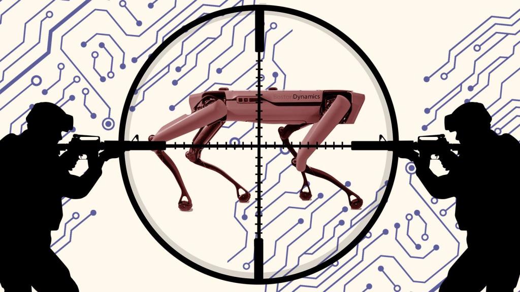 Un perro robot de Boston Dynamics en un fotomontaje.