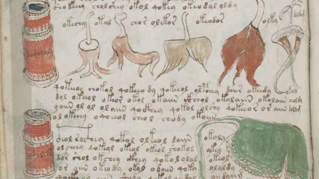Detalle de una de las páginas del misterioso manuscrito Voynich.