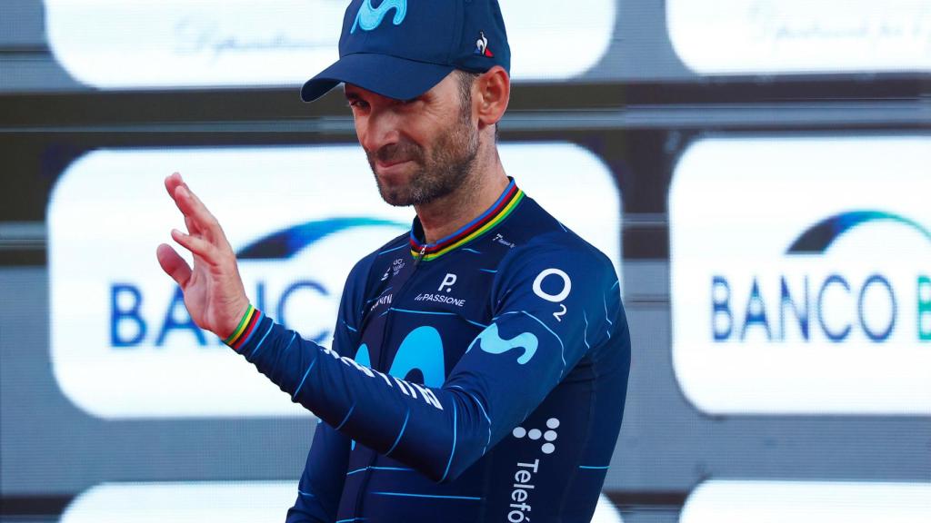 Alejandro Valverde tras una carrera con Movistar