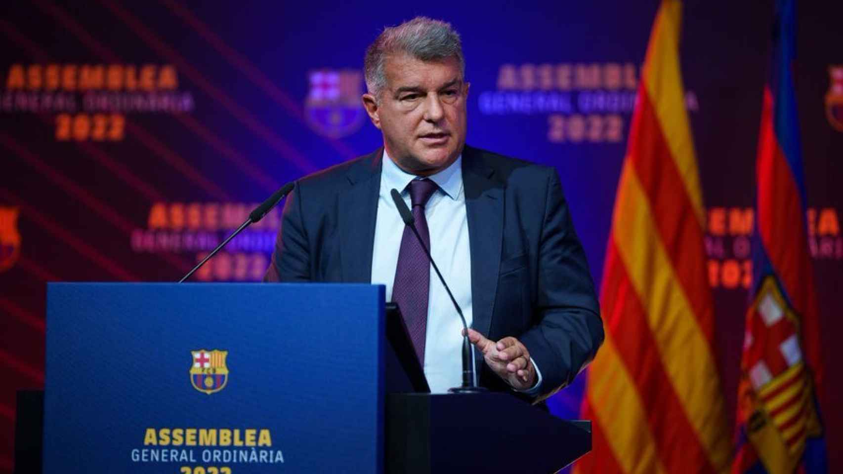 Laporta, durante su comparencia en la Asamblea del Barça