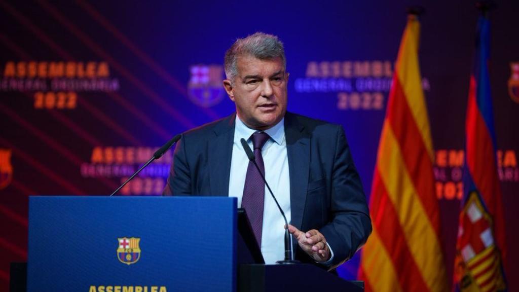 Laporta, durante su comparencia en la Asamblea del Barça