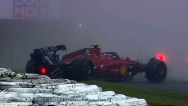 El Ferrari de Carlos Sainz tras el accidente en el Gran Premio de Japón de la F1