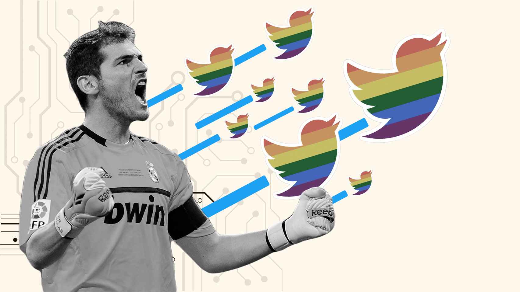 Fotomontaje con Iker Casillas y el logo de Twitter.