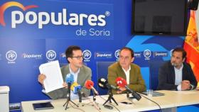 El líder del PP de Soria, Benito Serrano, durante la rueda de prensa de este lunes.