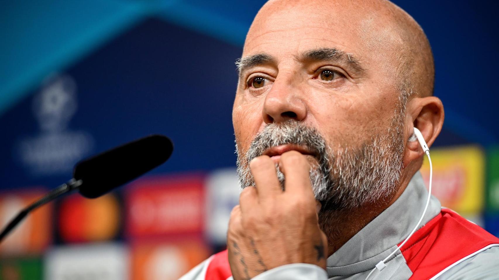 Jorge Sampaoli, en rueda de prensa de la Champions League 2022/2023 con el Sevilla