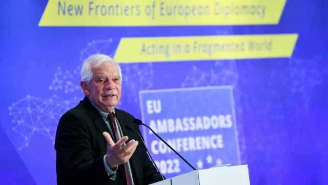 El jefe de la diplomacia europea, Josep Borrell, durante un discurso este lunes