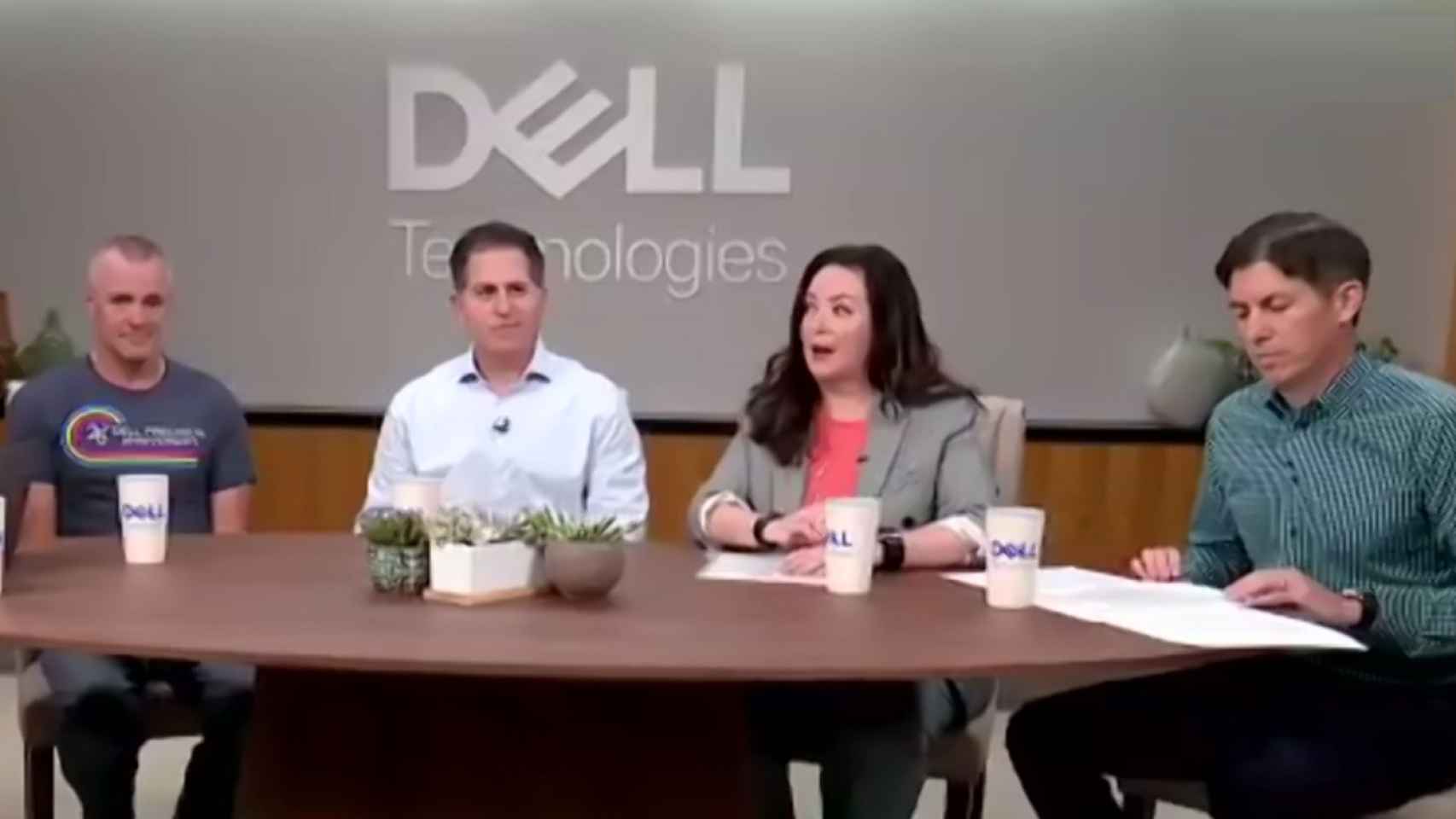 El plantel de directivos de Dell Technologies que atendió a la prensa internacional durante su Tech Summit, incluyendo a sus dos coCEO, a su CMO y a su fundador, Michael Dell.