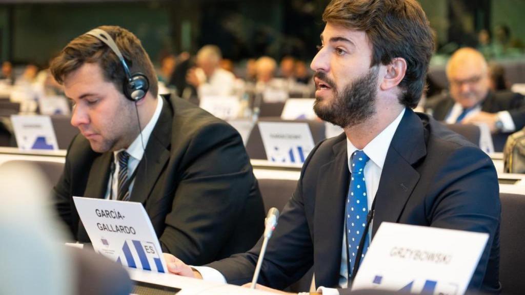 García-Gallardo durante su intervención hoy en Bruselas