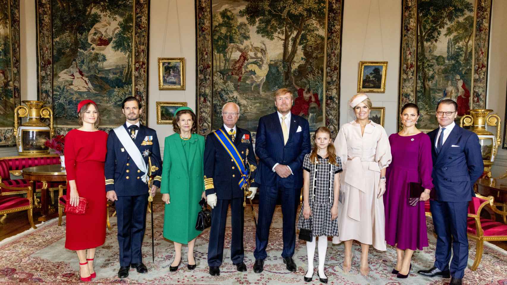 Las dos familias reales en el palacio de Estocolmo.