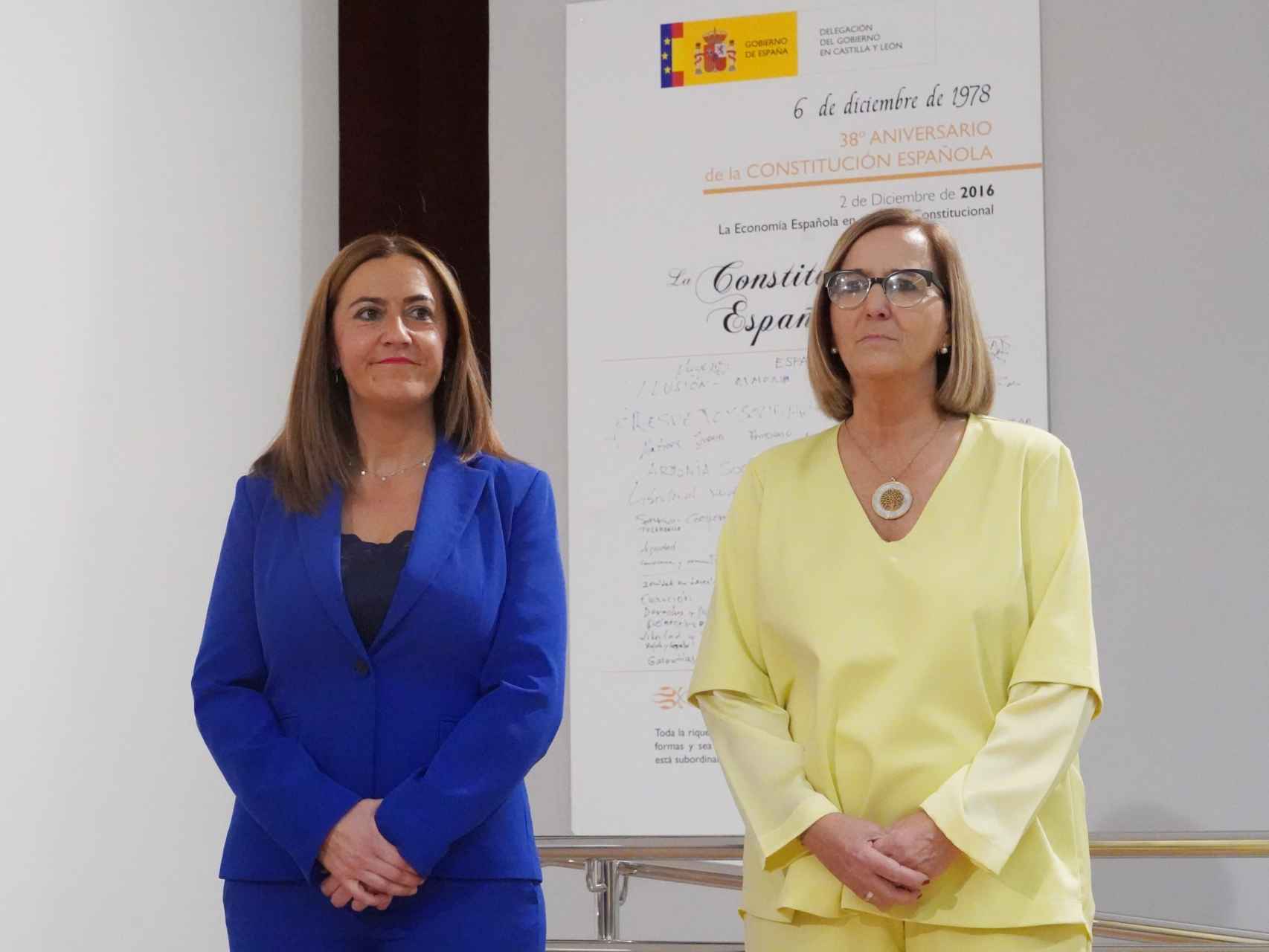 La delegada del Gobierno, Virginia Barcones, durante el acto de toma de posesión de la nueva presidenta de la CHD, María Jesús Lafuente, este jueves.