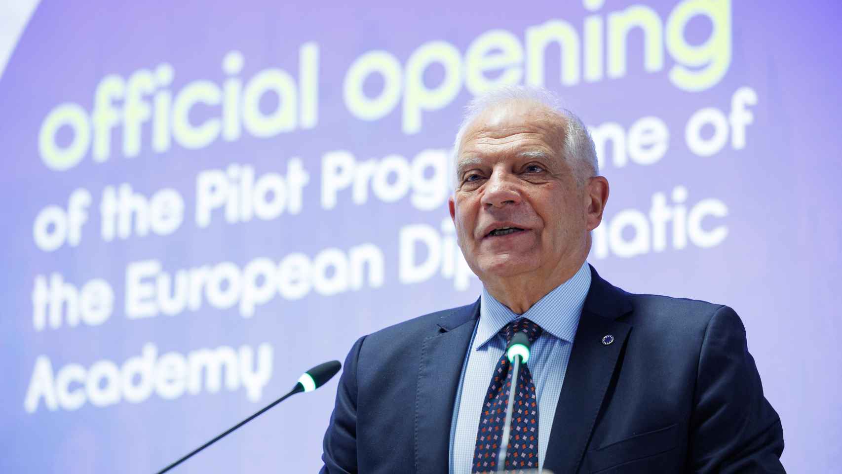 El jefe de la diplomacia europea, Josep Borrell, durante su discurso de este jueves