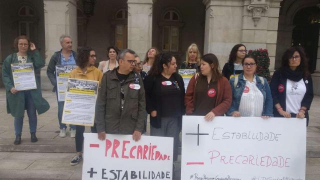 Manifestación de los trabajadores de las bibliotecas en A Coruña