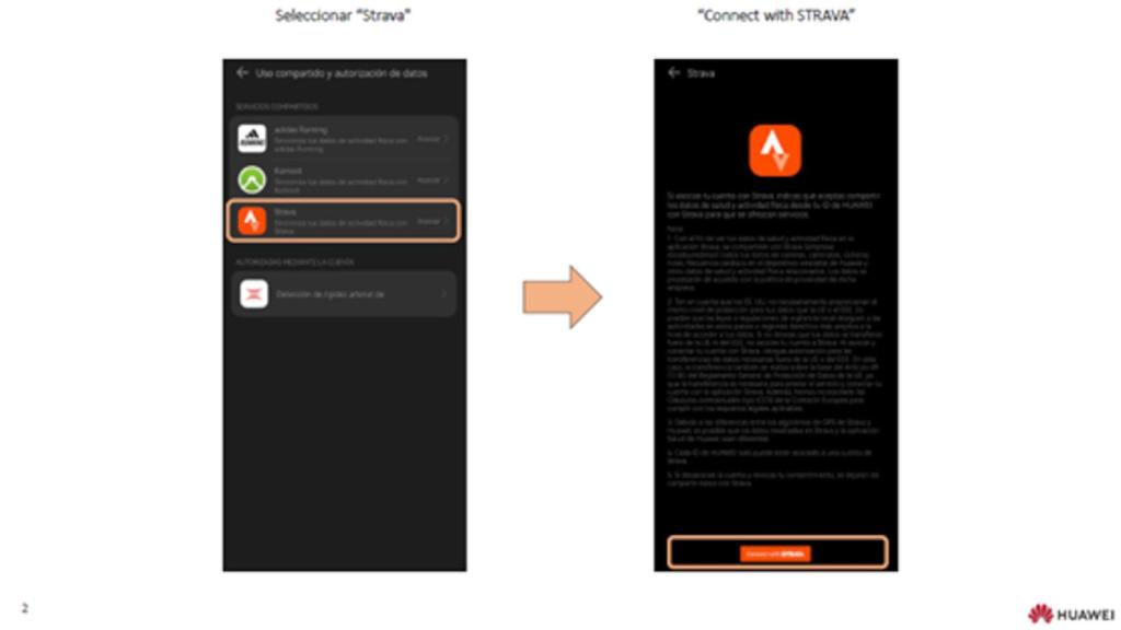 Sincronización de Huawei Salud con Strava