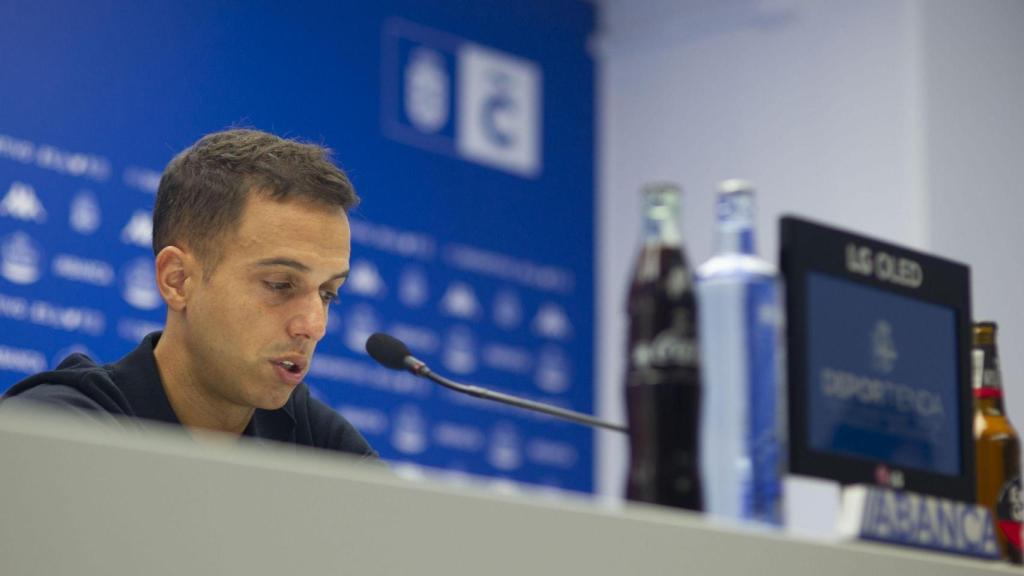 Borja Jiménez durante su despedida del Deportivo.