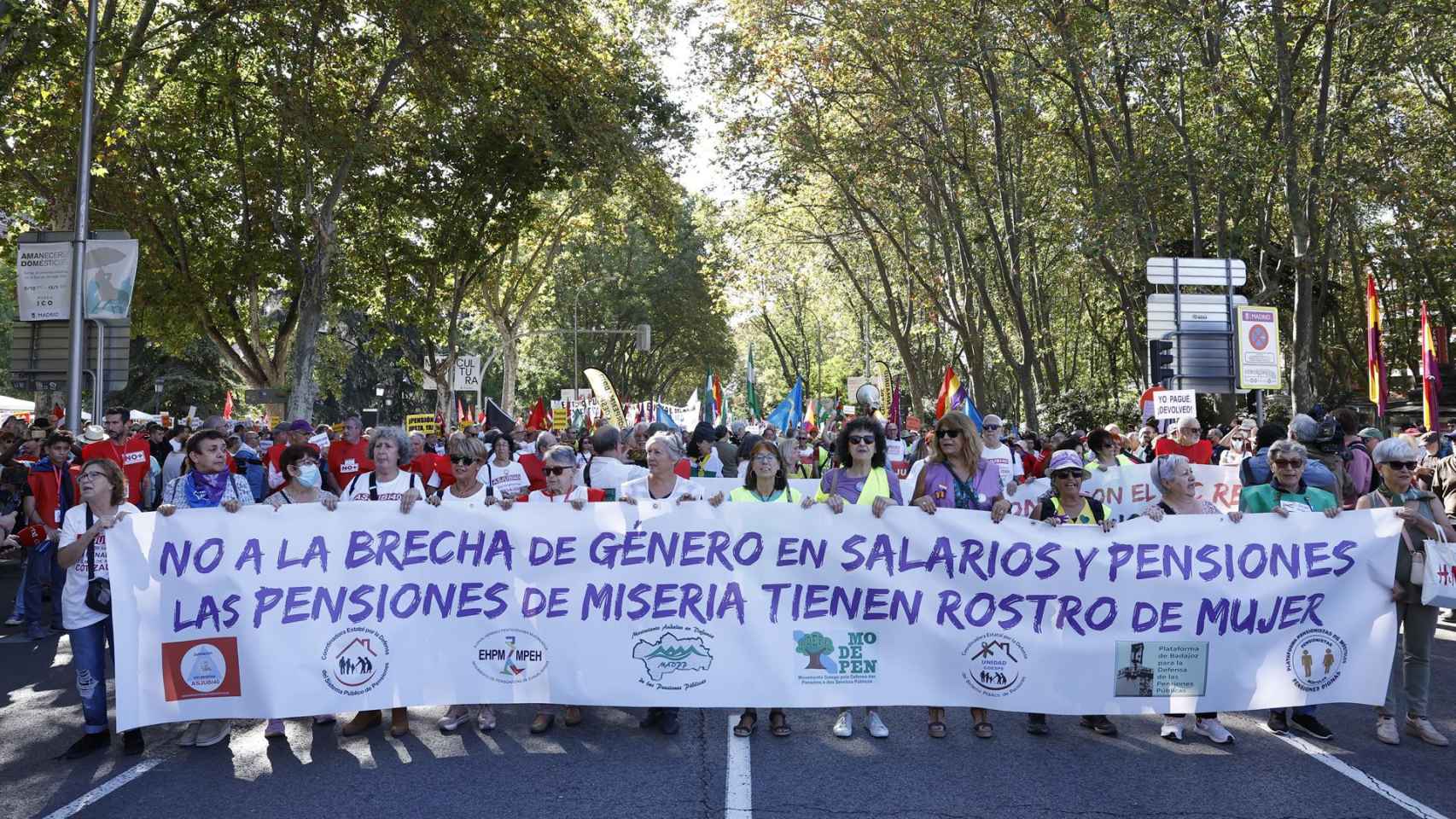 Vista de los participantes en la manifestación por las Pensiones Dignas organizada por los colectivos de pensionistas este sábado en Madrid