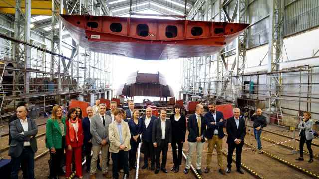 Acto de puesta de quilla del buque oceanográfico ‘Odon de Buen’, en el astillero vigués Armón.