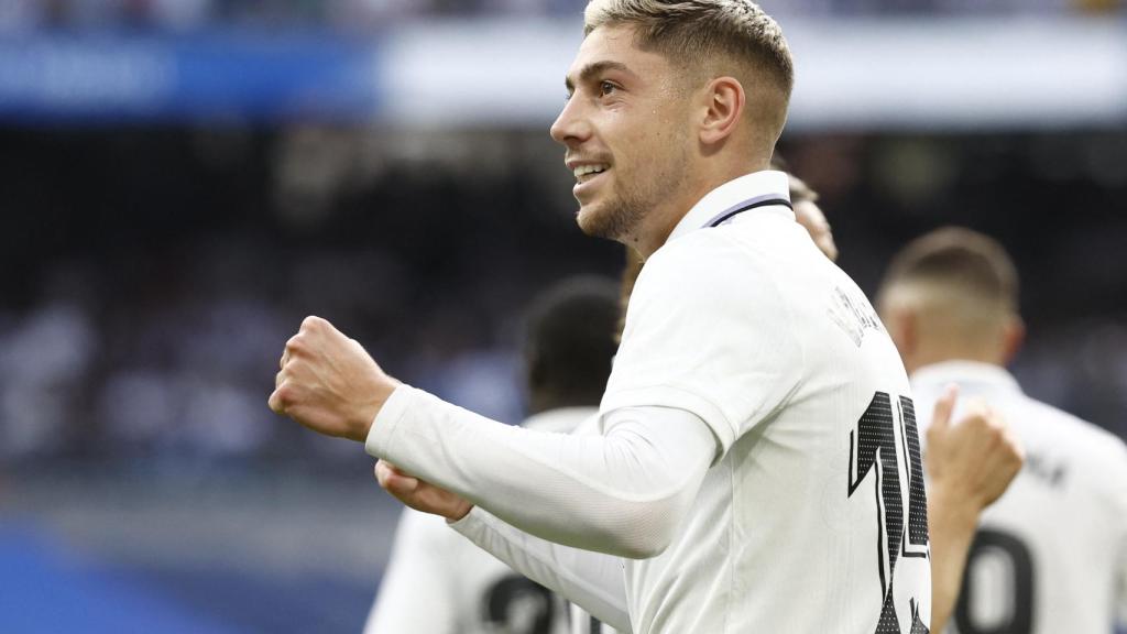 Federico Valverde celebra un gol en El Clásico