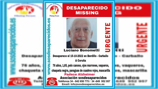 Hombre desaparecido en Carballo.