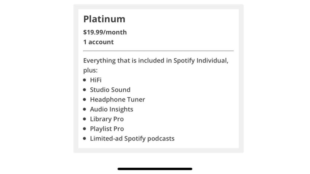 Lista de ventajas de Spotify Platinum