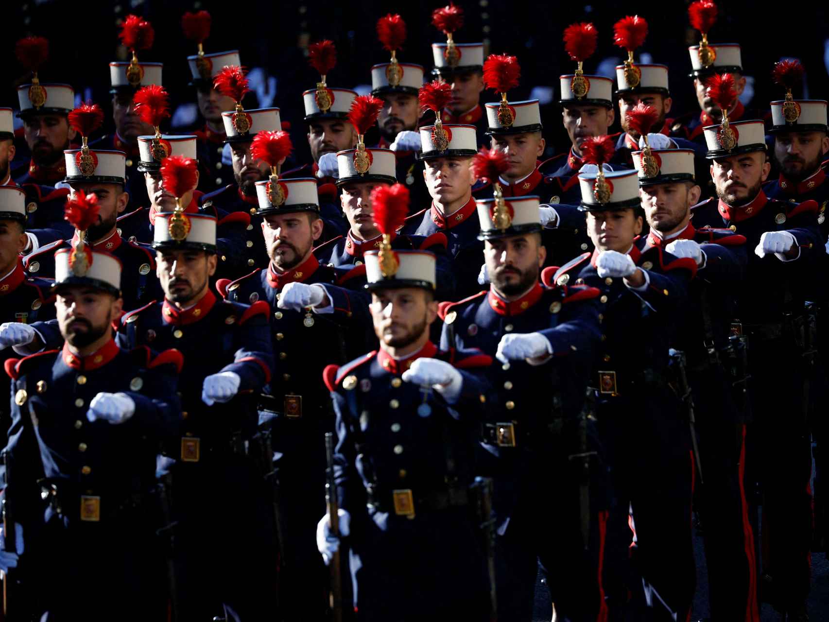 La Guardia Real, en el desfile por el Día de la Hispanidad el 12 de octubre.