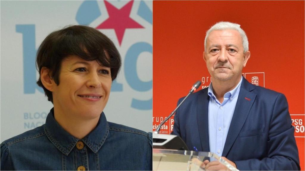 La portavoz nacional del BNG, Ana Pontón, y el portavoz parlamentario del PSdeG, Luis Álvarez.