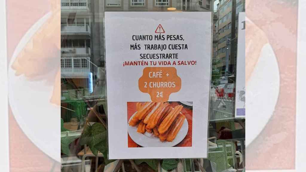 Cartel de la cafetería Valhalla de Vigo que se ha hecho viral.