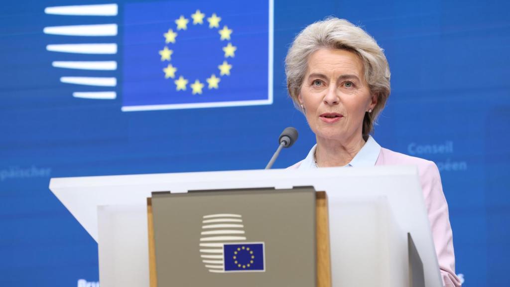 La presidenta de la Comisión, Ursula von der Leyen, durante su rueda de prensa de este miércoles