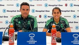 Alberto Toril y Kenti Robles, en rueda de prensa de la Women's Champions League
