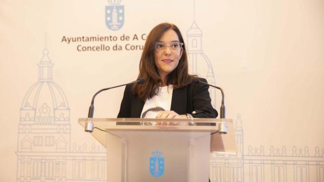 Inés Rey en rueda de prensa.