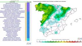 Mapa de precipitaciones en Castilla y León