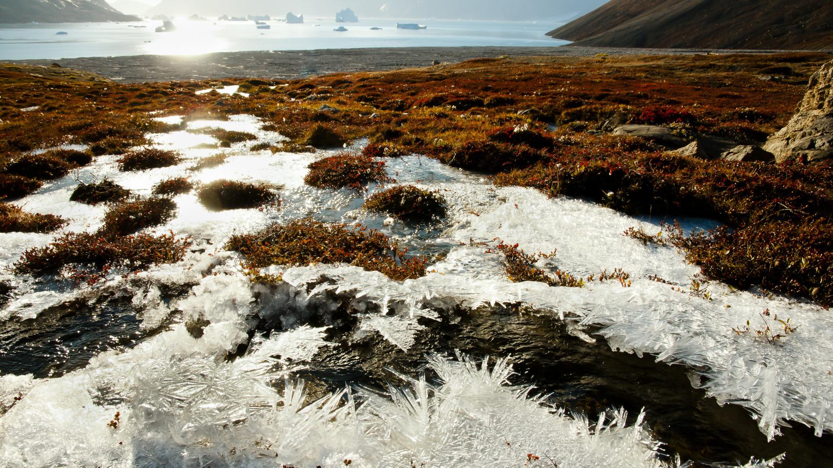 El deshielo de la superficie helada de Groenlandia.