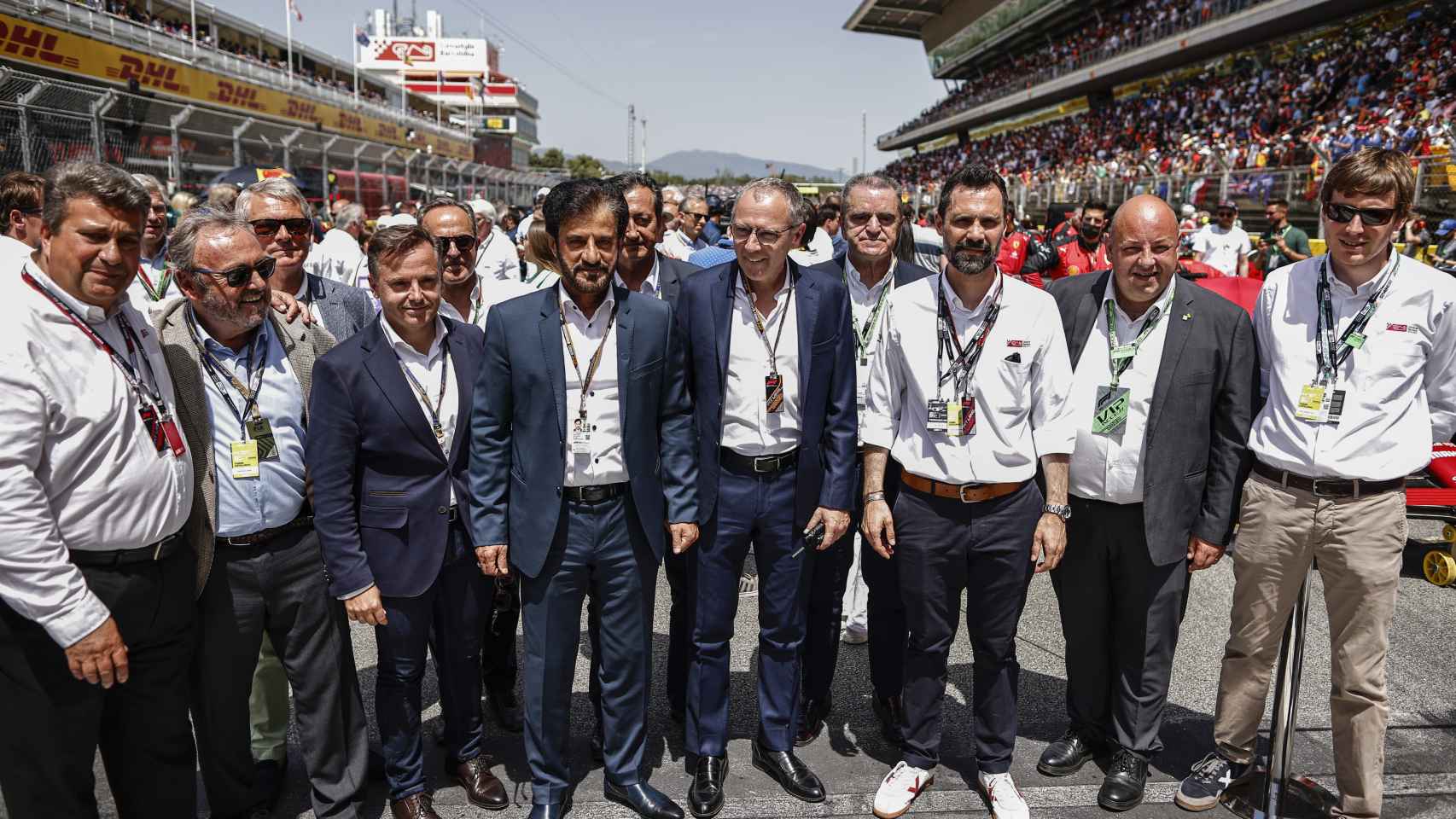 Mohammed Ben Sulayem y Stefano Domenicali en el Gran Premio de España 2022 en Montmeló.