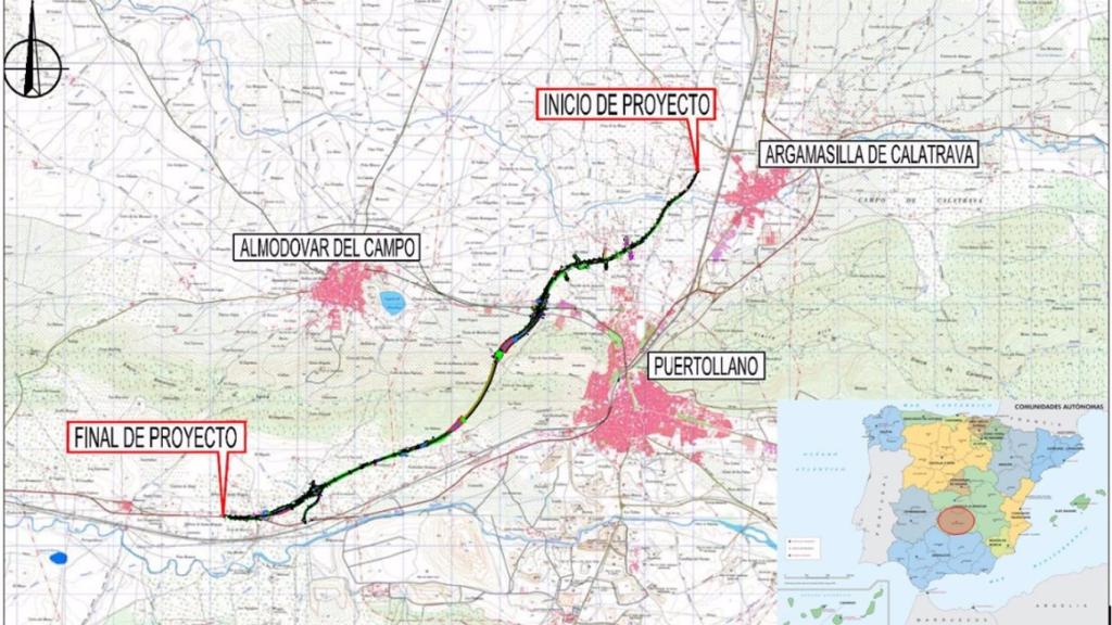El trazado de la futura variante de Puertollano.