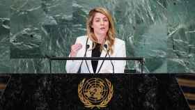 La ministra de Relaciones Exteriores de Canadá, Melanie Joly, en la 77.ª sesión de la Asamblea General de las Naciones Unidas el 26 de septiembre de 2022