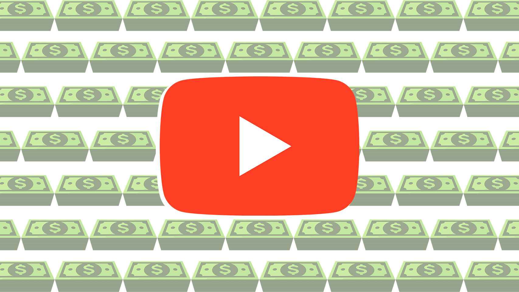 Logo de YouTube junto a billetes de dólares