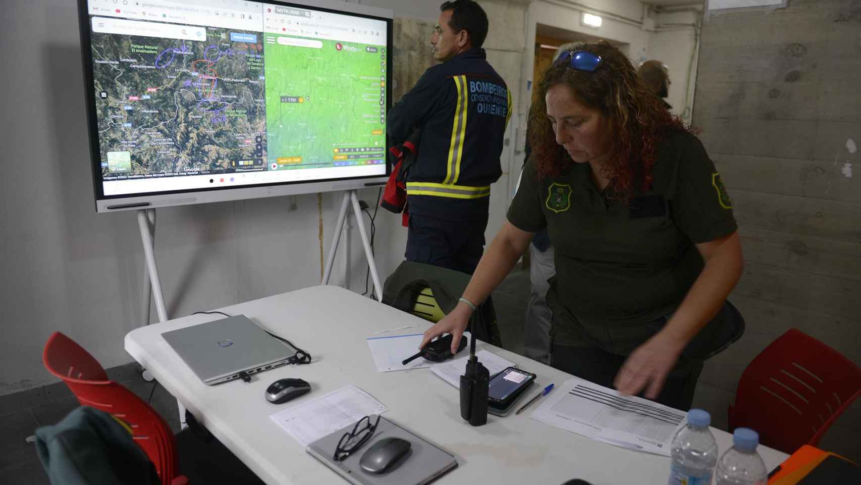 Mando instalado para coordinar el dispositivo de búsqueda de la avioneta en A Gudiña (Ourense).