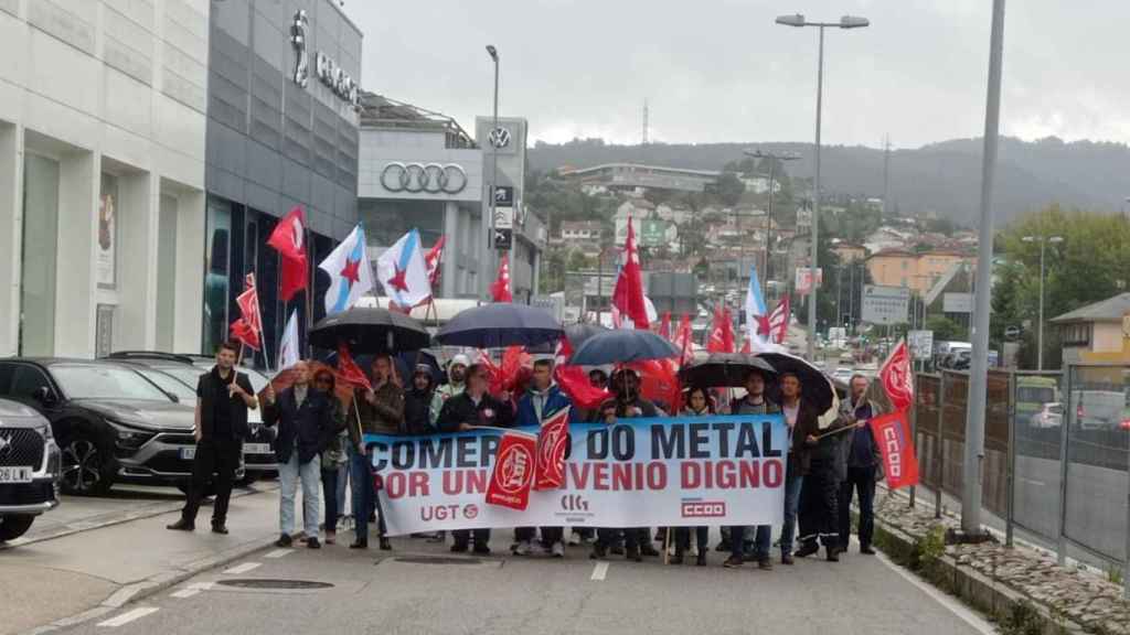Protesta de trabajadores del sector del comercio del metal.