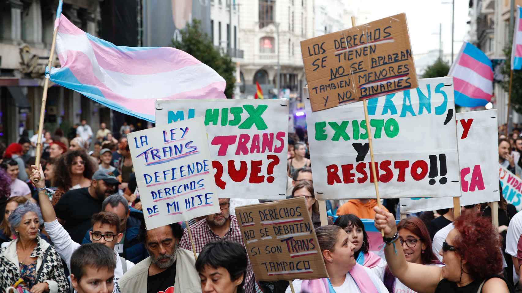 Manifestación a favor de la Ley Trans.
