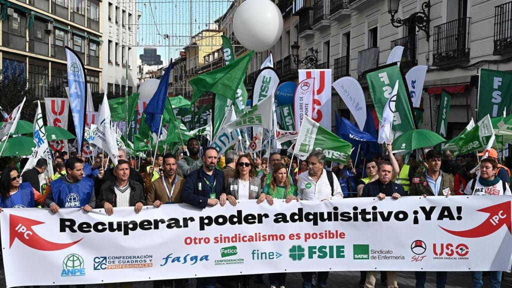 Manifestación convocada por la plataforma de sindicatos independientes de la enseñanza pública compuesta por ANPE, CCP, FASGA, FETICO, FINE, FSIE, SATSE, SLT y USO, para reclamar la recuperación del poder adquisitivo perdido.