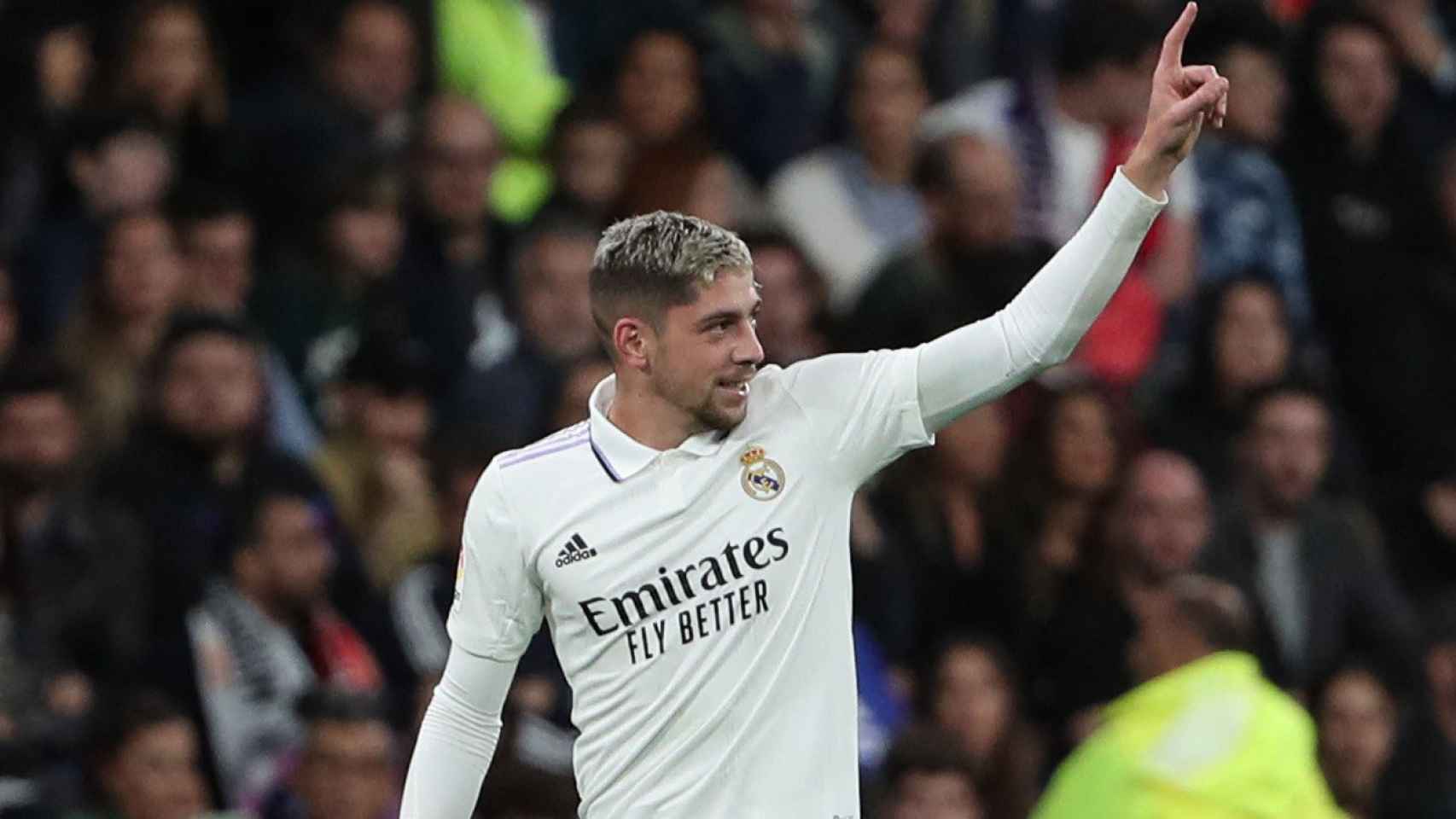 Fede Valverde, celebrando un gol con el Real Madrid en la temporada 2022/2023