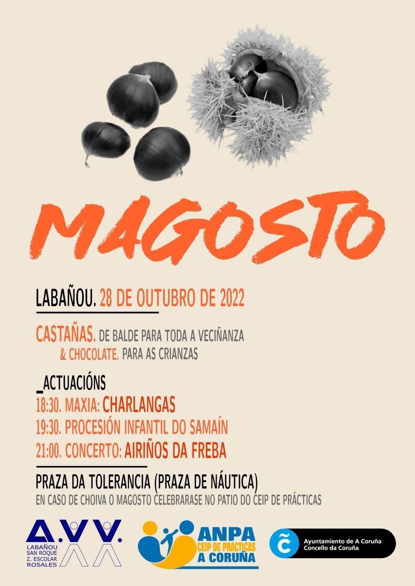 Cartel del Magosto de Labañou compartido por la asociación de vecinos.