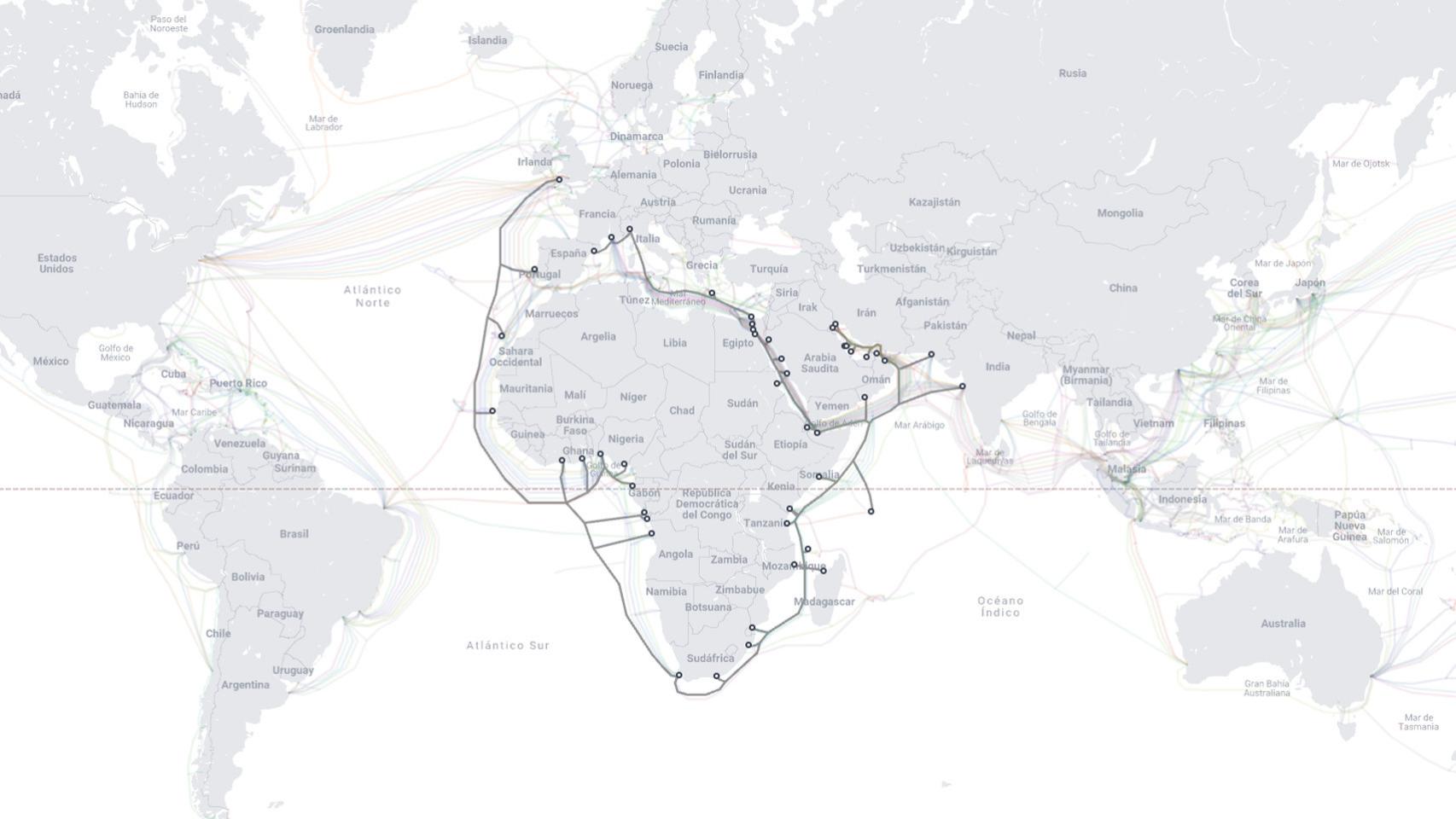 Mapa del cableado de 2Africa