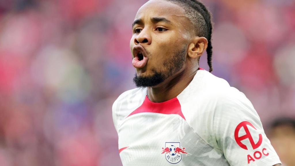 Christopher Nkunku, celebrando un gol con el RB Leipzig en la temporada 2022/2023