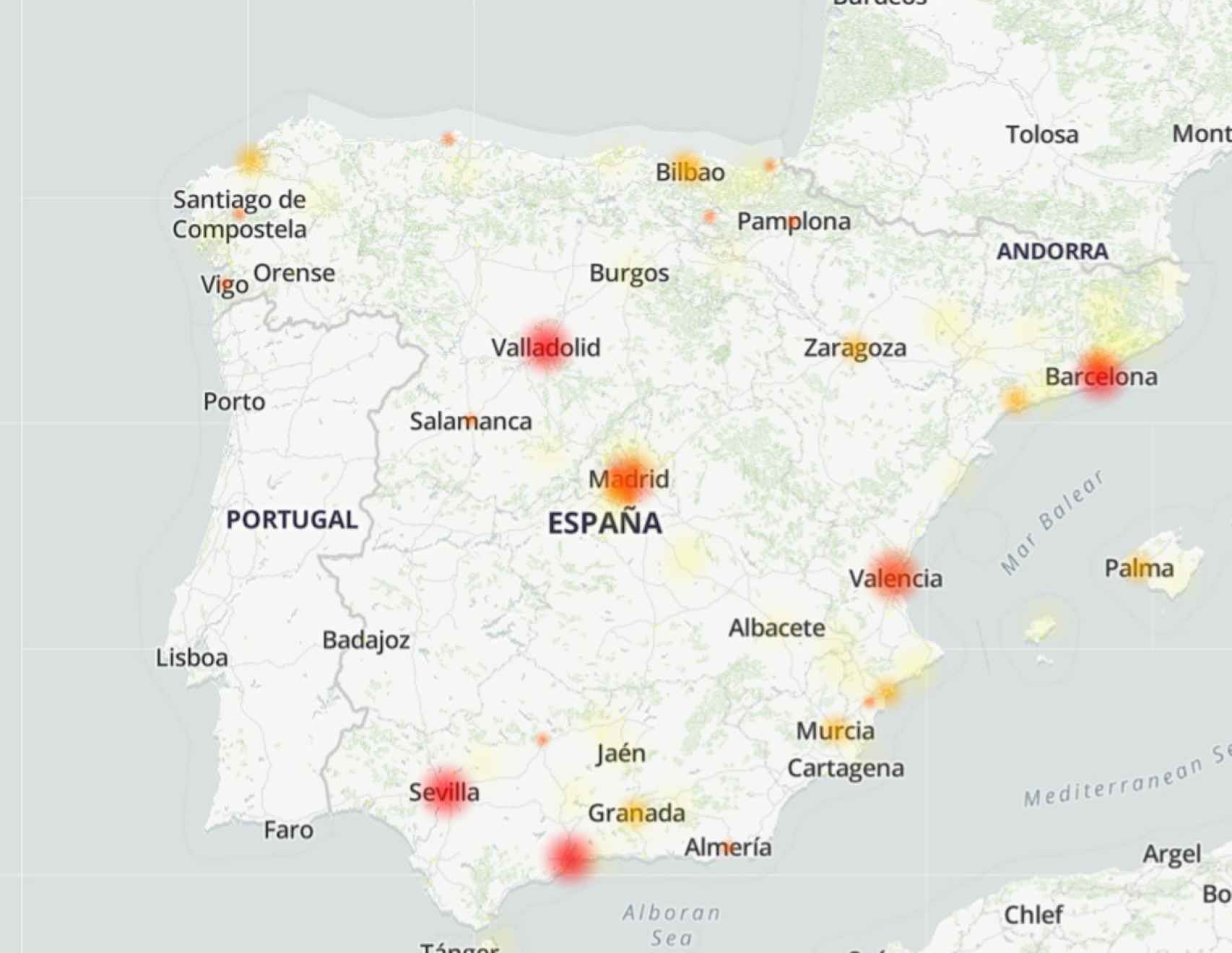 Zonas en España con problemas de WhatsApp