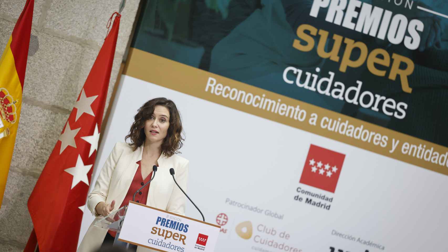La presidenta de la Comunidad de Madrid el martes en la entrega de los Premios SuperCuidadores 2022.