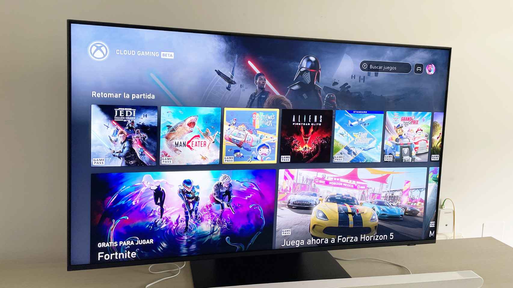 Xbox Cloud Gaming en el televisor de Samsung.