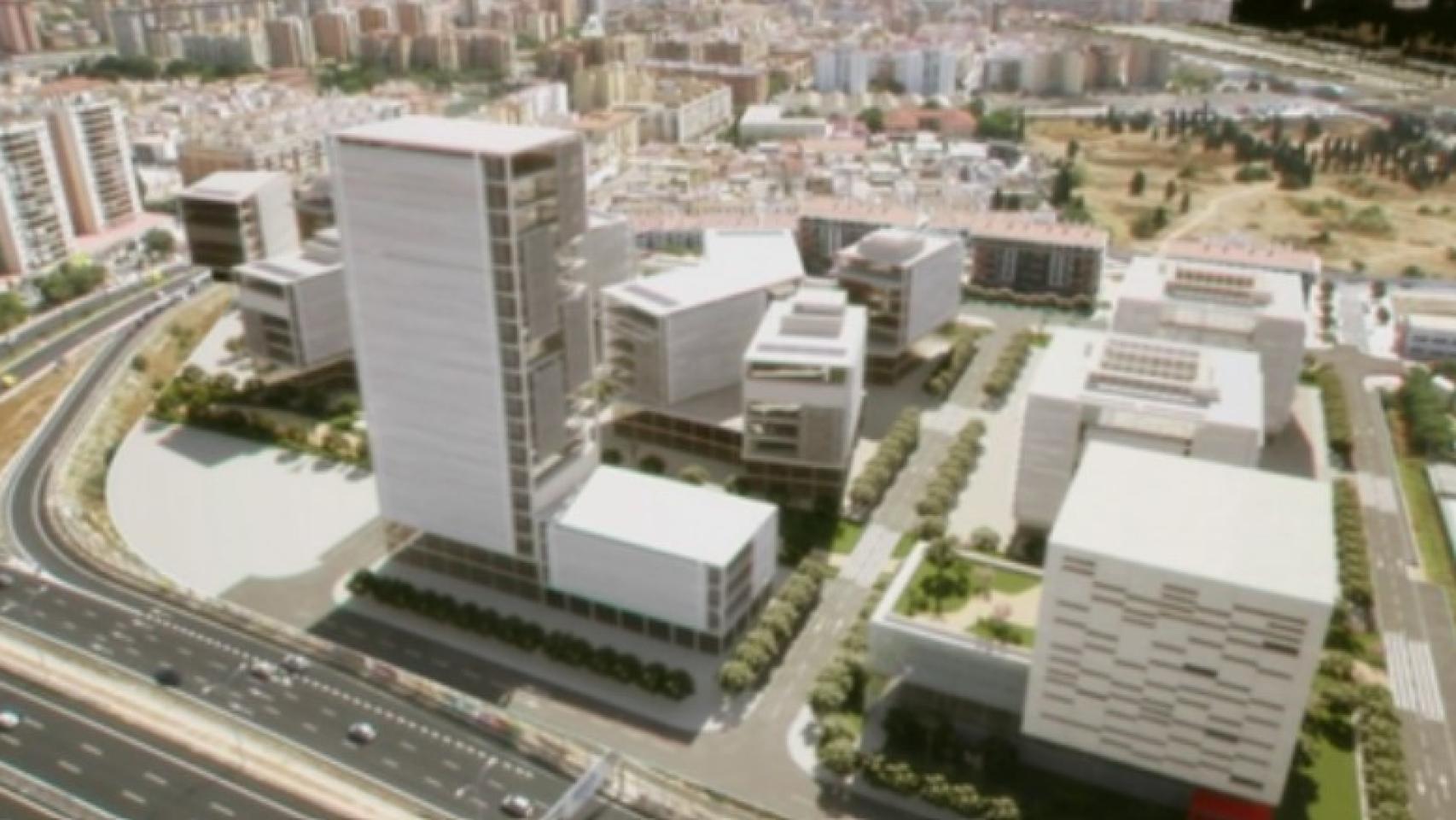 Recreación del posible desarrollo del sector EPCOS, el terreno de la antigua Siemens en Málaga.